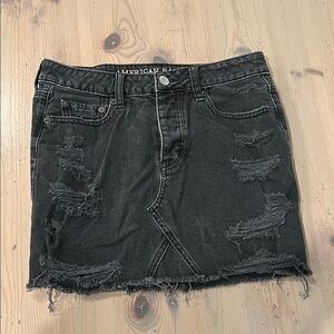 American Eagle Outfitters Black Distressed Denim Skirt